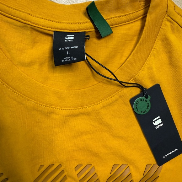 G-Star Yellow Short Sleeve Tee with RAW Branding - NEW With Tags - Picture 3 of 4